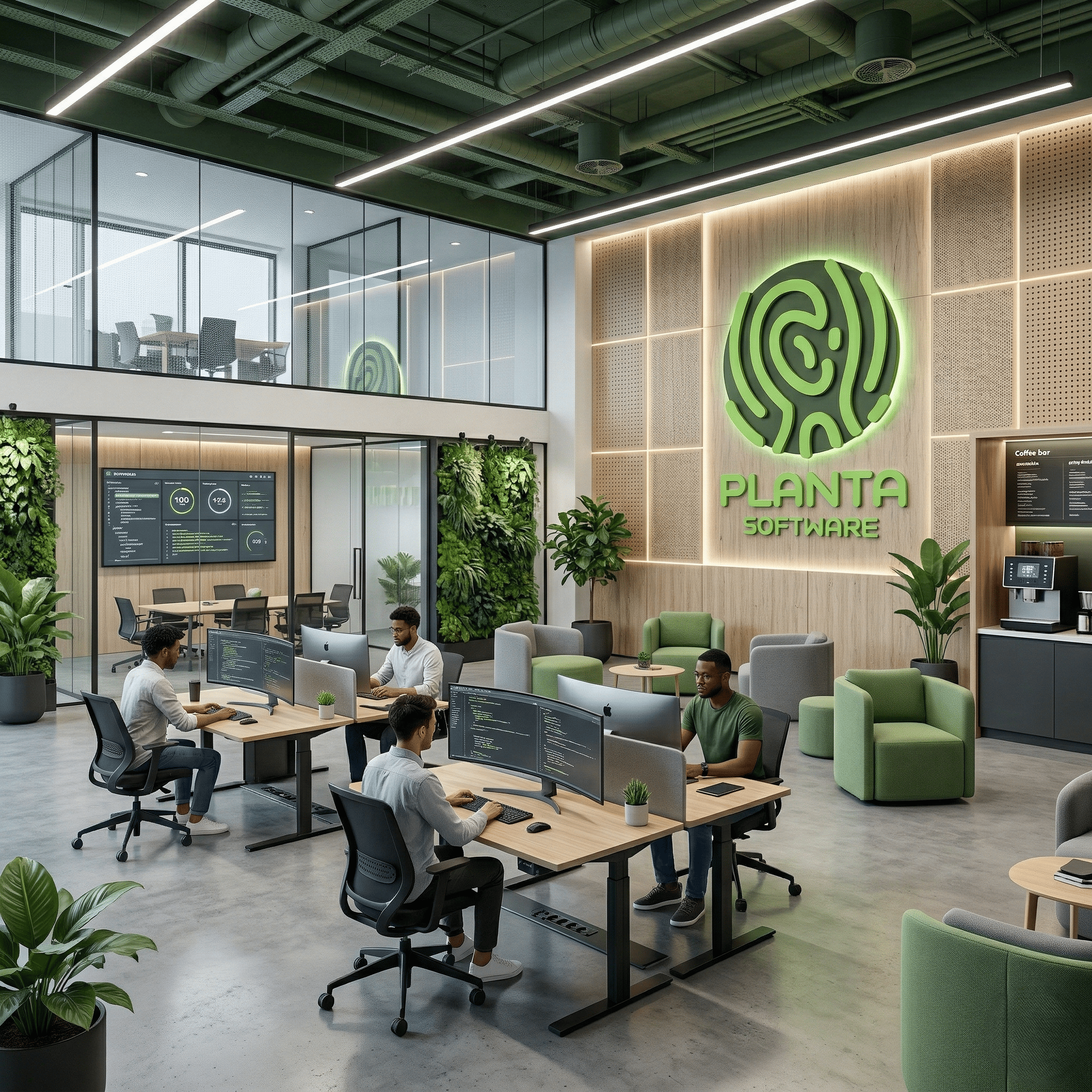 Equipo de desarrollo de Planta Software trabajando en soluciones tecnológicas